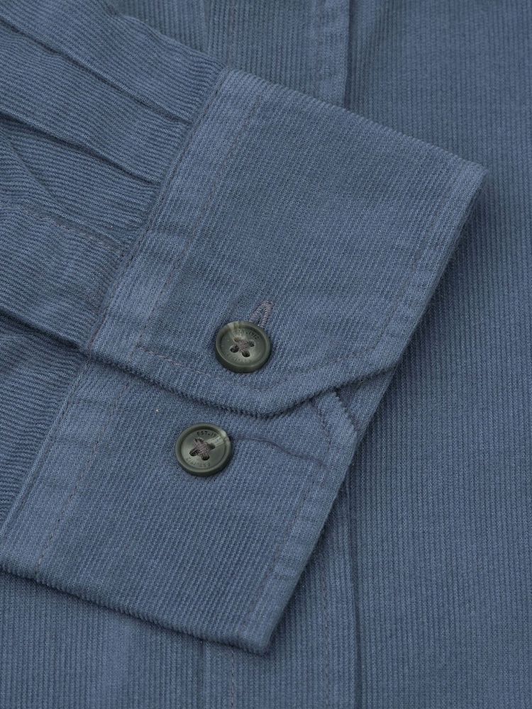 Plavo - Brook Taverner Cotton Needlecord Shirt - Slika 7 od 7
