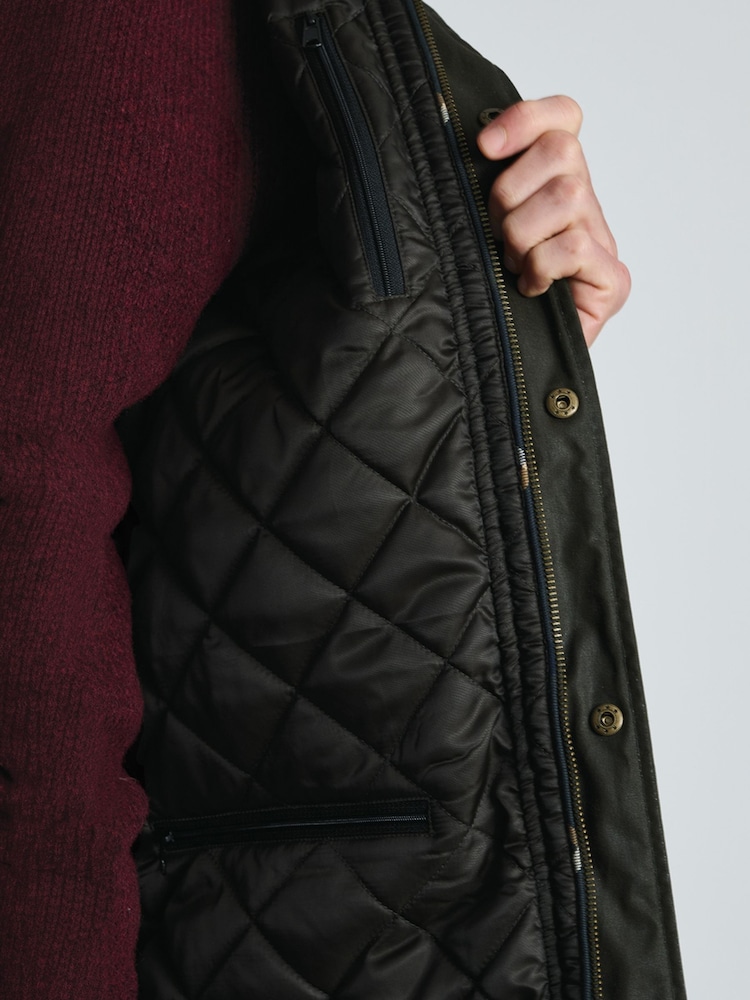 Brook Taverner Green Padded Waxed Cotton Jacket - Image 7 of 7