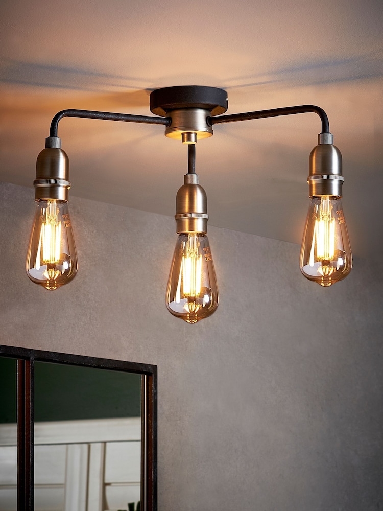 Black Brooklyn Flush Ceiling Light - Image 1 of 8