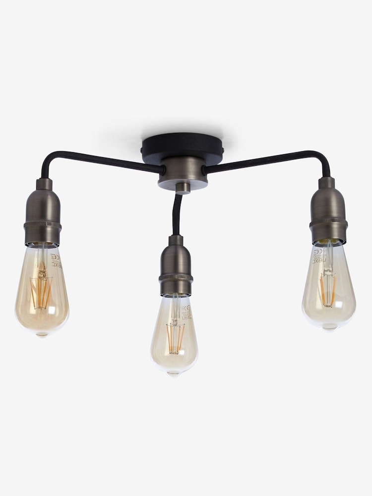 Black Brooklyn Flush Ceiling Light - Image 8 of 8