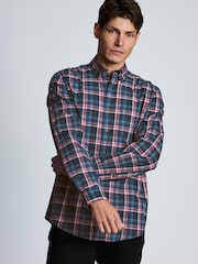 Zils - Brook Taverner Small Plaid Herringbone Cotton Shirt - Attēls 2 no 6