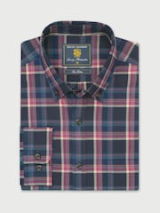 Zils - Brook Taverner Small Plaid Herringbone Cotton Shirt - Attēls 4 no 6