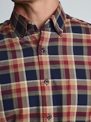 Tumši zils - Brook Taverner Small Plaid Herringbone Cotton Shirt - Attēls 2 no 7