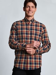 Tumši zils - Brook Taverner Small Plaid Herringbone Cotton Shirt - Attēls 3 no 7