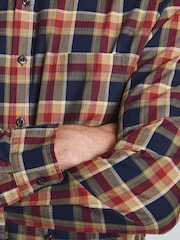 Tumši zils - Brook Taverner Small Plaid Herringbone Cotton Shirt - Attēls 4 no 7
