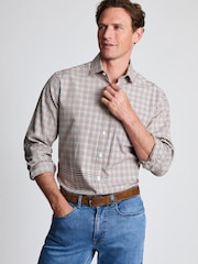 Dunkelblau - Brook Taverner Tattersall kariertes Baumwollhemd - Bild 1 von 6