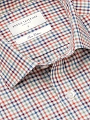 Dunkelblau - Brook Taverner Tattersall kariertes Baumwollhemd - Bild 5 von 6