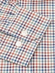 Dunkelblau - Brook Taverner Tattersall kariertes Baumwollhemd - Bild 6 von 6
