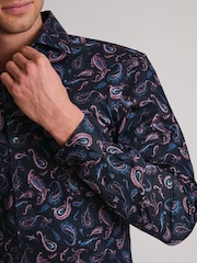 Brook Taverner Blue Paisley Print Cotton Shirt - Image 3 of 4