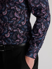 Brook Taverner Blue Paisley Print Cotton Shirt - Image 4 of 4