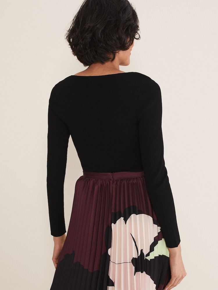 Phase Eight Black Cut-Out Neck Ciara Fitted Knit Jumper - Image 2 of 7