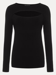 Phase Eight Black Cut-Out Neck Ciara Fitted Knit Jumper - Image 7 of 7