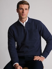 Marineblau/blau - Brook Taverner Lambswool Blend Quarter Zip Jumper - Bild 3 von 5