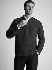 Marineblau/blau - Brook Taverner Lambswool Blend Quarter Zip Jumper - Bild 5 von 5