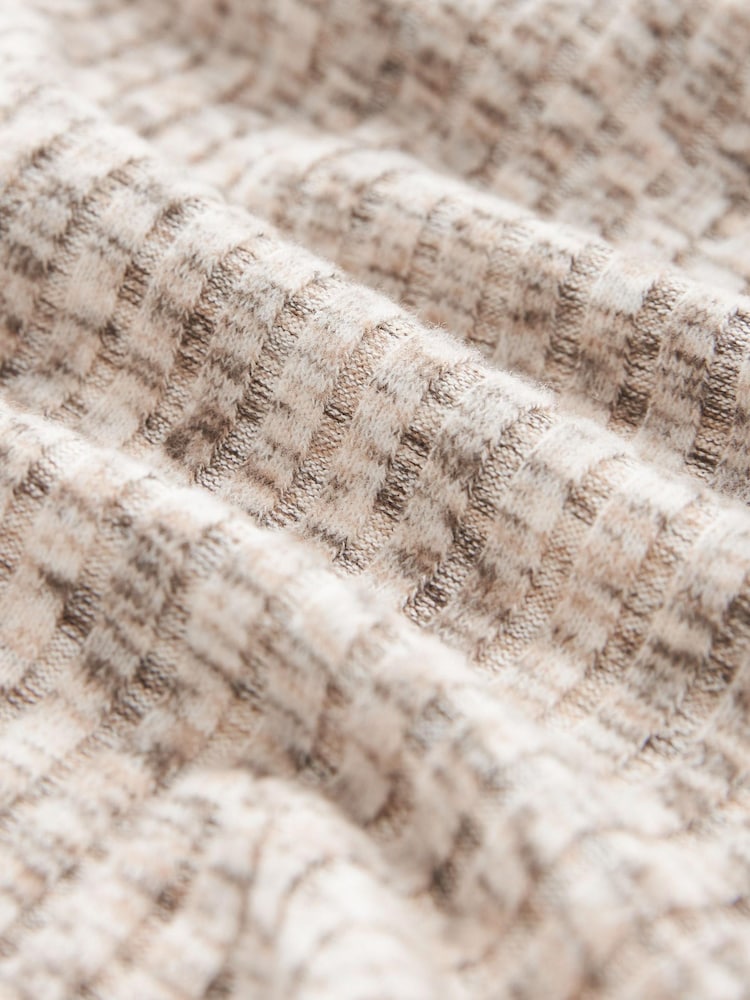 Neutral Cosy Ribbed Button Detail Midi Dress - Image 6 of 6