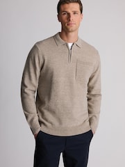 Natur - Brook Taverner Lambswool Blend Quarter Zip Jumper - Bild 2 von 5