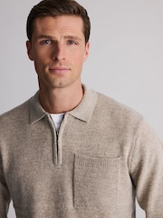 Natur - Brook Taverner Lambswool Blend Quarter Zip Jumper - Bild 3 von 5