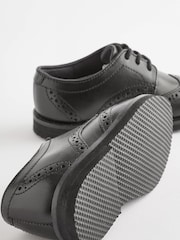 Black Wide Fit (G) Smart Leather Brogues Shoes - Image 3 of 5