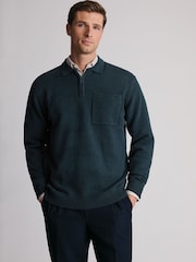 Dunkles Petrolblau - Brook Taverner Lambswool Blend Quarter Zip Jumper - Bild 1 von 5