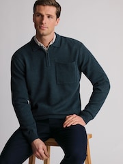 Dunkles Petrolblau - Brook Taverner Lambswool Blend Quarter Zip Jumper - Bild 3 von 5