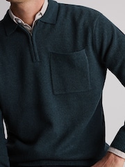 Dunkles Petrolblau - Brook Taverner Lambswool Blend Quarter Zip Jumper - Bild 4 von 5