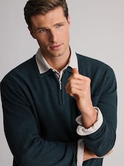Dunkles Petrolblau - Brook Taverner Lambswool Blend Quarter Zip Jumper - Bild 5 von 5