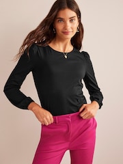 Boden Black Supersoft Long Sleeve Top - Image 1 of 5