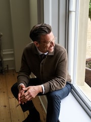 Brook Taverner Brown Lambswool Blend Button-Through Cardigan - Image 1 of 4