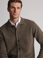 Brook Taverner Brown Lambswool Blend Button-Through Cardigan - Image 3 of 4