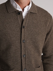 Brook Taverner Brown Lambswool Blend Button-Through Cardigan - Image 4 of 4