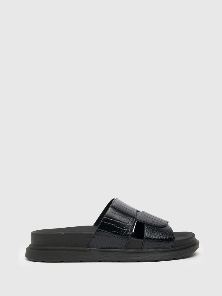 Schuh Tally Croc Cross Strap Footbed Sandals - Image 1 of 4