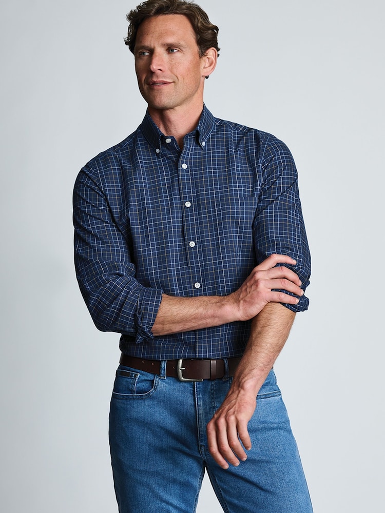 Blau - Brook Taverner Tattersall kariertes Baumwollhemd - Bild 1 von 6 Blau - Brook Taverner Tattersall kariertes Baumwollhemd - Bild 1 von 6