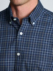 Blau - Brook Taverner Tattersall kariertes Baumwollhemd - Bild 3 von 6