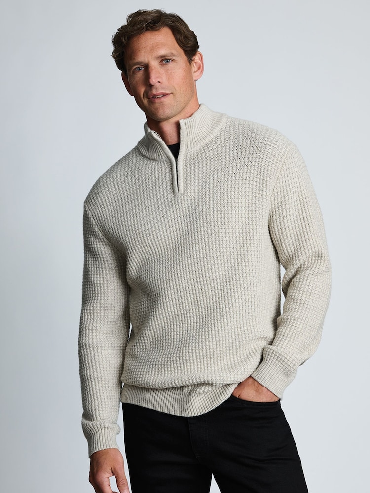 Dabisks tonis - Brook Taverner Textured Lambswool Blend Quarter Zip Jumper - Attēls 1 no 4