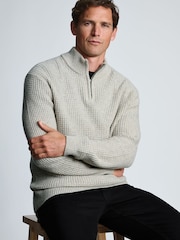 Dabisks tonis - Brook Taverner Textured Lambswool Blend Quarter Zip Jumper - Attēls 3 no 4