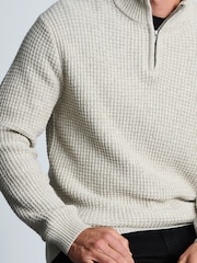 Dabisks tonis - Brook Taverner Textured Lambswool Blend Quarter Zip Jumper - Attēls 4 no 4
