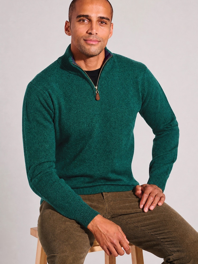 Қою жасыл - Brook Taverner Lambswool сыдырмалы мойын жемпірі - 3суретінің 2 суреті