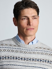 Braun - Brook Taverner Fair Isle Lambswool Blend Crew Neck Jumper - Bild 2 von 4