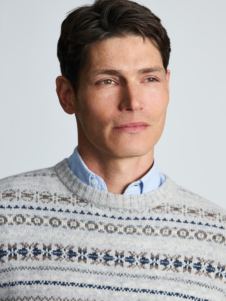 Braun - Brook Taverner Fair Isle Lambswool Blend Crew Neck Jumper - Bild 2 von 4 Braun - Brook Taverner Fair Isle Lambswool Blend Crew Neck Jumper - Bild 2 von 4