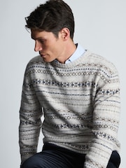 Braun - Brook Taverner Fair Isle Lambswool Blend Crew Neck Jumper - Bild 3 von 4