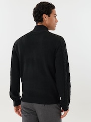Threadbare Black Cable Knit Roll Neck Jumper - Image 2 of 5