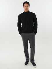 Threadbare Black Cable Knit Roll Neck Jumper - Image 3 of 5