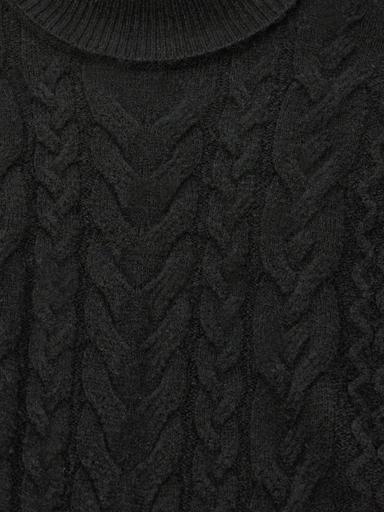 Threadbare Black Cable Knit Roll Neck Jumper - Image 5 of 5