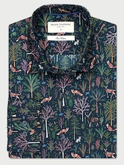 Brook Taverner Blue Woodland Printed Cotton Shirt - Image 3 of 5