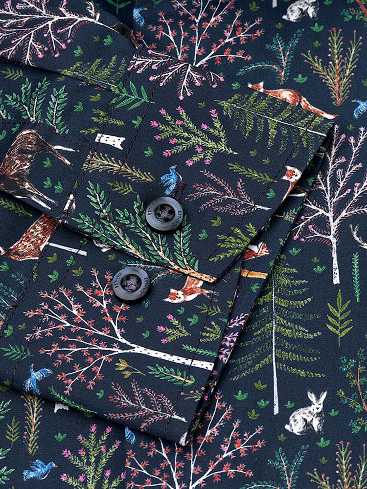 Brook Taverner Blue Woodland Printed Cotton Shirt - Image 5 of 5 Brook Taverner Blue Woodland Printed Cotton Shirt - Image 5 of 5