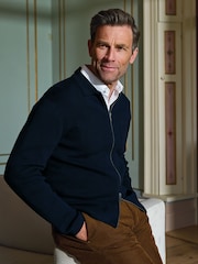 Brook Taverner Blue Milano Cotton Full Zip Cardigan - Image 1 of 6