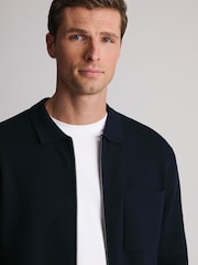 Brook Taverner Blue Milano Cotton Full Zip Cardigan - Image 3 of 6