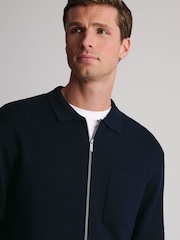 Brook Taverner Blue Milano Cotton Full Zip Cardigan - Image 4 of 6