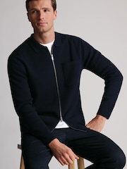 Brook Taverner Blue Milano Cotton Full Zip Cardigan - Image 5 of 6