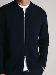 Brook Taverner Blue Milano Cotton Full Zip Cardigan - Image 6 of 6